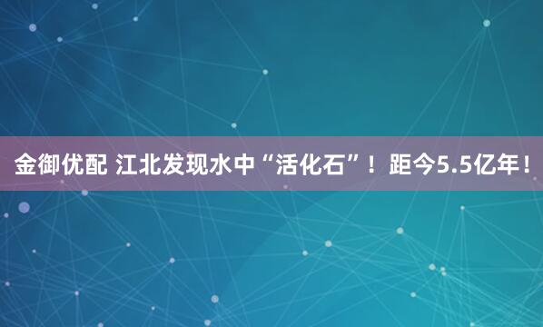 金御优配 江北发现水中“活化石”！距今5.5亿年！