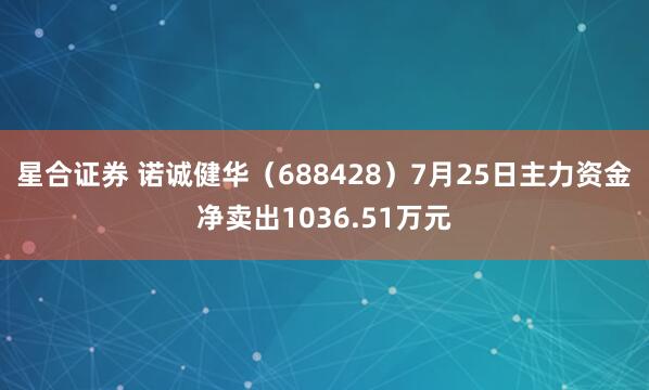星合证券 诺诚健华（688428）7月25日主力资金净卖出1036.51万元
