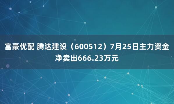 富豪优配 腾达建设（600512）7月25日主力资金净卖出666.23万元