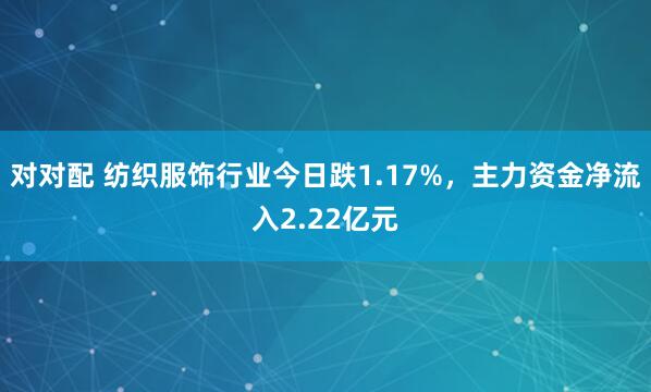 对对配 纺织服饰行业今日跌1.17%，主力资金净流入2.22亿元